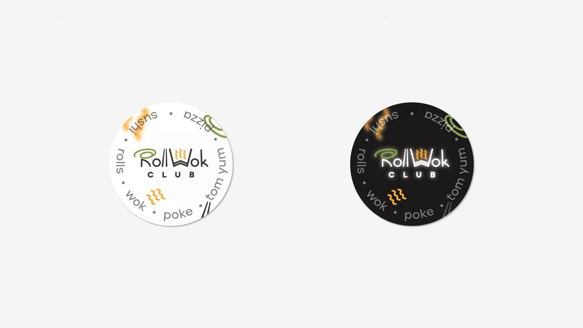 Разработка наклеек для суши-бара «Roll Wok Club» в Дмитрове